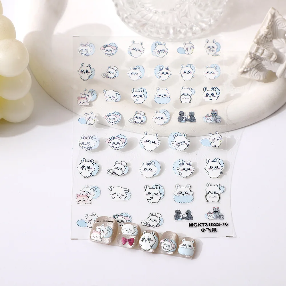Chiikawa 일본 네일 아트 스티커 – Kawaii Momonga Usagi 접착 데칼 – 소녀들을 위한 귀여운 매니큐어 액세서리