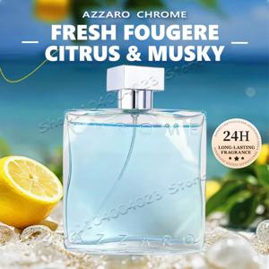 100ml 아자로 크롬 오 드 뚜왈렛 남성용 럭셔리 향수 - 클래식한 여름 해변 향기 - 일상 착용용 장시간 지속되는 향기