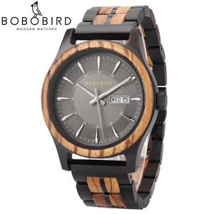 남성용 맞춤형 나무 시계 패션 크로노그래프 쿼츠 스포츠 손목시계 BOBO BIRD 월넛 나무 시계 드롭쉬핑