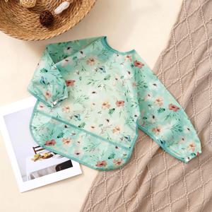 새로운 간편 세탁 방수 아기 턱받이, 긴팔 아기 수유복, 패셔너블한 전신 커버