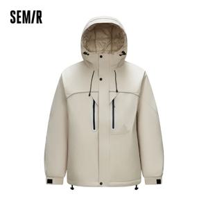 세미르 다운 재킷 남성용 텍스처드 루즈핏 후드 아웃도어 스포츠 2025 겨울 따뜻한 아우터 남성 의류