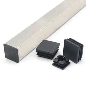 사각형 플라스틱 검정색 블랭킹 엔드 캡 가구 다리 튜브 파이프 인서트 플러그 마개 장식 먼지 커버 20x20mm-40x40mm