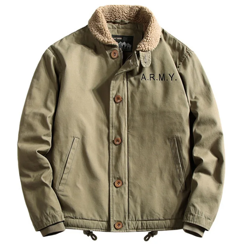 아메리칸 레트로 N 데크 코트 램스 벨벳 코튼 재킷 남성용 겨울 아우터 스탠다드 핏 패션 도시 스타일 두꺼운 보온 재킷