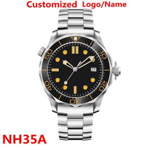 커스텀 로고 nh35 시계 41mm 사파이어 무지 다이얼 남성용 시계 세라믹 베젤 야광 방수 오토매틱 기계식 손목시계