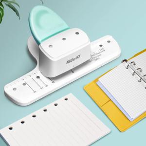 KW-TRIO 다채로운 색상의 루즈리프 펀치, 4mm 작은 구멍 다중 펀치, 자 디자인 휴대용 펀칭 도구