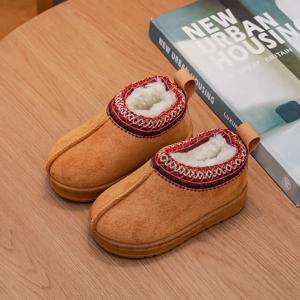 2025 겨울 아기 따뜻한 스노우 부츠 여자아이 로우탑 면화 신발 남자아이 숏 부츠 털 안감 작은 공주 스웨이드 어퍼 키즈 신발