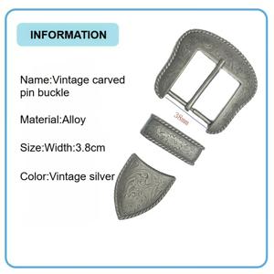 빈티지 조각 아연 합금 벨트 버클 패션 세트 3.8cm 벨트 액세서리 실버 고딕 스타일 핀 버클
