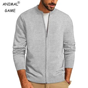 동물 게임 남성용 지퍼 가디건 캐주얼 스웨터 울 스웨터 스탠드 니트웨어 점퍼 따뜻한 겨울 블라우스 지퍼 롱 스웨트코트