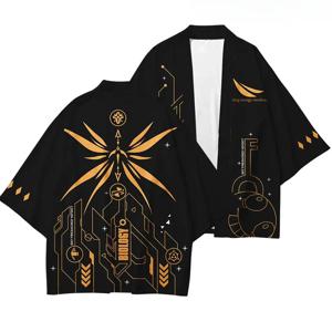 남성용 하라주쿠 유카타, 코스프레, 비치웨어, 애니메이션, 일본식 기모노 카디건 케이프 반소매 티셔츠