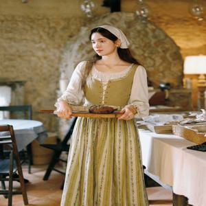 티이하일리 봄 여성 코튼 린넨 드레스 긴팔 롱 맥시 여성복 S-XL 빈티지 하이웨이스트 패치워크 프린트 투피스