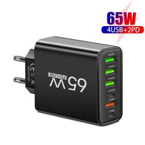 65W 멀티 포트 USB C 충전기 고속 벽면 충전 어댑터 아이폰 삼성 샤오미 화웨이 휴대폰 급속 충전 EU US 플러그