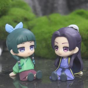 2개/세트 Q 버전 약사의 일기 마오마오 진시 미니 피규어 애니메이션 귀여운 앉아있는 장난감 데스크탑 자동차 장식품 모델 선물