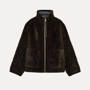 자다테 여성용 2025 신상 개성 있는 우아한 올매치 헤어 시리즈 가죽 퍼 통합 재킷 긴 소매 지퍼 스트레이트 튜브