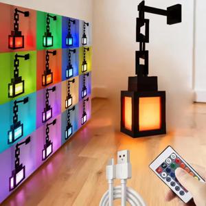 2026 MC 게임 발광 랜턴 나이트라이트 픽셀 스타일 테이블탑 장식 DIY 인테리어 분위기 조명 창의적 장난감