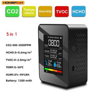 홈피쉬 다기능 5in1 CO2 측정기 디지털 온도 습도 측정기 이산화탄소 TVOC HCHO 감지기