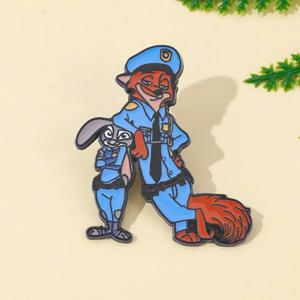 주토피아2 닉 와일드 & 주디 홉스 에나멜 브로치 핀 만화 애니메이션 금속 액세서리 핀 창의적인 수집가 선물 영화 팬들을 위한