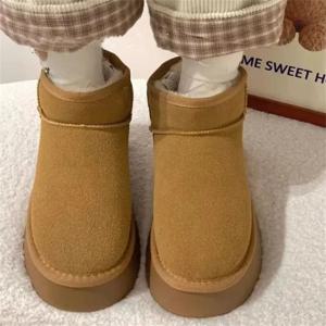 2025년 신상 여성 겨울 앵클 부츠 - 패션 편안한 플랫폼 따뜻한 퍼 트리밍 숏 부츠