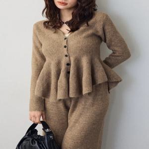 부드럽고 아늑한 V넥 니트 상의 여성 패션 스트레이트 레그 팬츠 투피스 세트 하이웨이스트 솔리드 컬러 겨울 따뜻한 캐주얼 워크 홈웨어