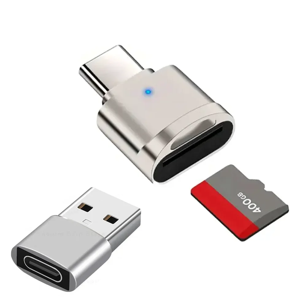 아연 합금 쉘 타입 C TF 리더, USB C to USB 어댑터가 있는 SD 카드 리더, 노트북, 맥북, 삼성 갤럭시에 적합
