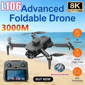 새로운 L106 드론 8K HD 장애물 회피 브러시리스 모터 스크린 리모컨 접이식 리모컨 쿼드콥터 UAV 장난감