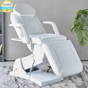 다기능 전동 수직 치료 침대 아이보리 화이트 PU 가죽 3모터 전동 뷰티 타투 마사지 침대