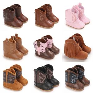아기 남아 여아 겨울 부츠 0-12개월 웨스턴 데님 첫걸음마 부츠 따뜻한 캐주얼 패션