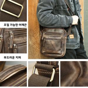 가을 겨울 대용량 진짜 말가죽 남성용 숄더백 캐주얼 스타일 크로스바디백 레트로 스웨이드 소재