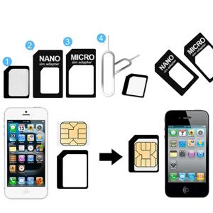 태블릿 및 휴대폰용 유니버설 4 in 1 나노 SIM 카드에서 마이크로/스탠다드 어댑터 변환기, 나노 SIM 카드용 어댑터 변환