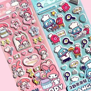 1/4Pcs 3D 산리오 스티커 산리오 쿠로미 포차코 헬로키티 마이멜로디 시나모롤 행요돈 케이스 가방 장식 생일 선물