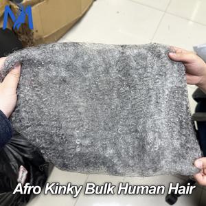 50g/팩 20인치 그레이 아프로 곱슬머리 인모 벌크 마이크로 브레이드, 락스 연장용 페루산 레미 벌크, 락스 마이크로 트위스트 브레이딩용