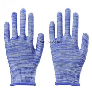 정전기 방지 팜 코팅 나일론 원사 작업용 장갑 / 탄소 섬유 손가락 코팅 ESD 안전 장갑