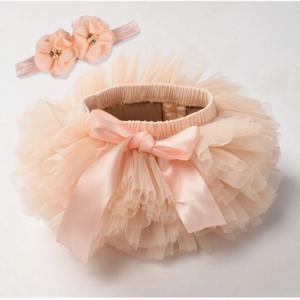 아기 소녀 투투 스커트 2pcs tulle 레이스 블루머 기저귀 커버 신생아 유아 복장 Mauv 머리띠 꽃 세트 Baby mesh bloomer