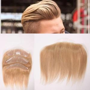 4x18CM 피부 PU Toupee 남자 앞 Hairine V 스타일 인간의 머리 가발 남자 100% 인간 레미 헤어 피스 시스템 고품질 남자 가발