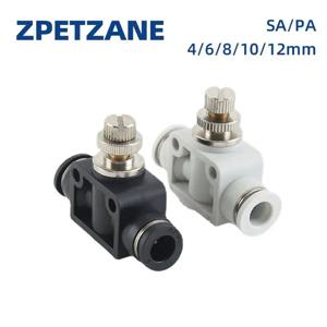 PU 파이프 공압 퀵 커넥트 PA-8LSA, 멀티 사양 스로틀 제어 밸브, 블랙, 화이트, 4mm, 6mm, 8mm, 10mm, 12mm
