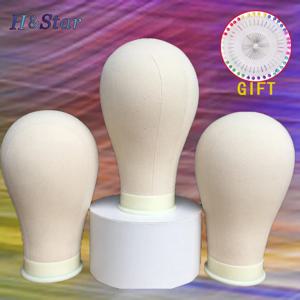 H & STAR 21-23 인치 캔버스 블록 가발 머리 헤어 스타일링 가발 만들기 디스플레이 스타일링 훈련 마네킹 Manikin 머리 모델 머리