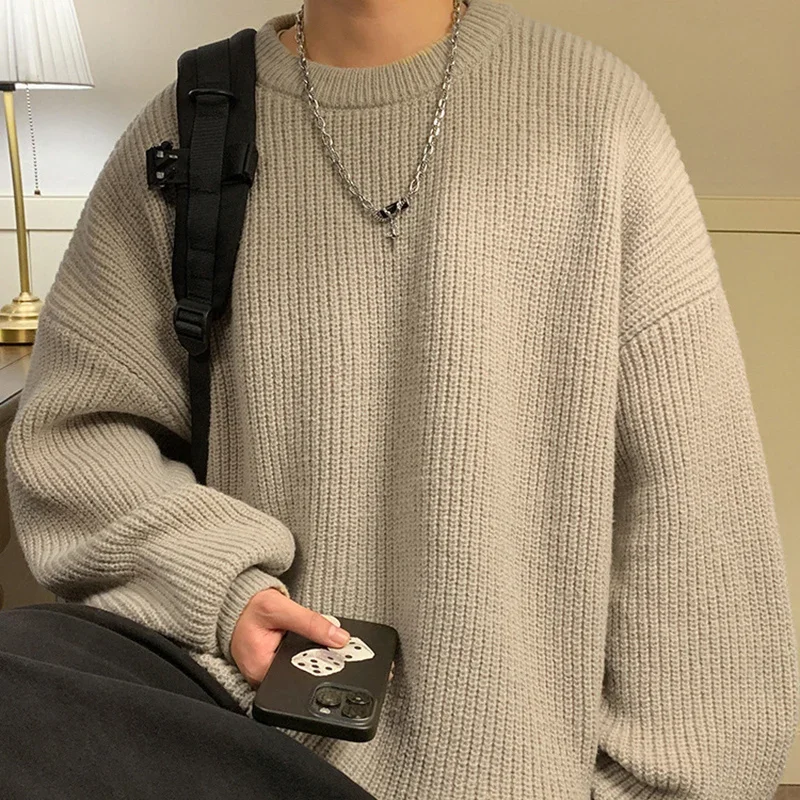 TFETTERS 브랜드 일본 남성용 O 넥 풀오버 니트웨어 2026 가을 겨울 솔리드 컬러 편안한 스웨터 남성 의류 청소년