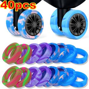 4-40pcs 수하물 휠 커버 실리콘 가방 휠 커버 수하물 휠 보호대 헤비 듀티 소음 방지 액세서리