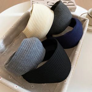 인터넷 연예인의 같은 단색 넓은 가장자리 줄무늬 원사 머리띠 높은 머리 머리띠 프랑스어 부드러운 분위기 헤어 액세서리