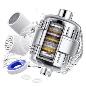 15-20 단계 고출력 샤워 워터 필터 염소 중금속 제거 필터링 된 샤워 헤드 샤워 헤드 경수 용 부드럽게