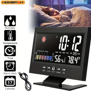 홈피쉬 기상 관측소 디지털 온습도계 시계 온도계 습도계 달력 추세 알람 편안함 수준