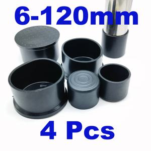 4pcs 6/8/10/12/14/16/19/20-120mm 라운드 블랙 PVC 부드러운 고무 파이프 슬리브 튜브 캡 테이블 의자 발 미끄럼 방지 패드 보호 커버