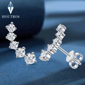 리얼 D 컬러 Moissanite 다이아몬드 귀걸이 GRA 인증 925 스털링 실버 스파클링 스마일 스터드 귀걸이 여성용 보석 선물