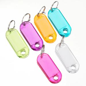 10pcs Coloful 키 태그 플라스틱 분할 키 링 종이 레이블 지우기 Windows 유연한 키 주최자 DIY 항목 식별자 수하물 태그