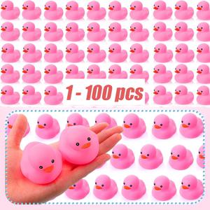 10-200pcs 핑크 고무 오리 목욕 장난감, 작은 베이비 샤워 유치원 욕조 장난감 풀 파티 용품에 대 한 미니 끽끽 거리는 오리 대량