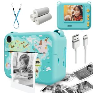 어린이용 디지털 카메라, 즉석 사진 인화, 1080P HD 비디오 녹화, 유아용 미니 열전사 프린터, 생일 선물