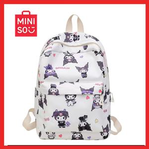 Miniso Sanrio 배낭 만화 캐릭터 Kuromi 배낭 가볍고 내구성이 뛰어나고 세련된 대용량 배낭 38cm