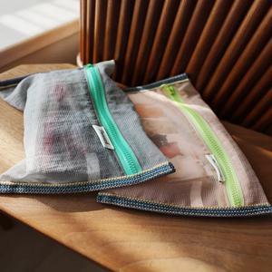 반투명 메쉬 나일론 수납 가방 ID 가방 여행 티켓 데이터 라인 펜 보관 휴대용 얇은 접이식 화장품 가방 필통