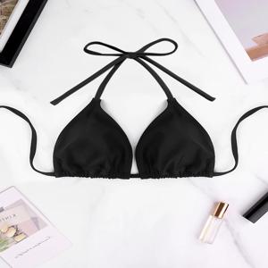 1Pc 여성 섹시 비키니 탑 브라 수영복 여름 비치 스타일 솔리드 컬러 홀터넥 베어백 스트랩 비키니 수영복 브라 수영복
