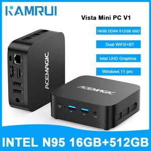 KAMRUI 미니 PC 윈도우11 프로 인텔 N95 최대 3.4GHz 16GB DDR4 512GB PCIe M.2 SSD 최대 3.4GHz UHD 4K HDMI DP 듀얼 WiFi5 마이크로 PC