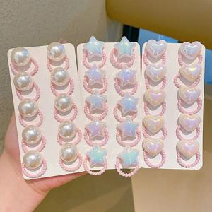 10pcs 어린이를위한 귀여운 헤어 밧줄 세트 스타 하트 공주 소녀 탄성 고무 밴드 포니 테일 머리 장식 헤어 액세서리 Для Волос